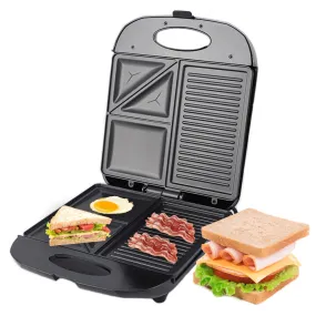 1400W Grill Machine Waffle Maker with Iron Non-Stick Coating and Easy Cleaning 3in1 Shaped Electric Griddle Sandwich Eggs Multifunctional Heating Panini Bread Portable for Indoor Use