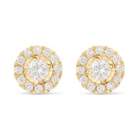 14k Gold Cluster Diamond Stud Earrings