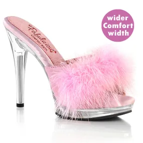 5 Inch Heel GLORY-501F-8 Baby Pink Fur Clear