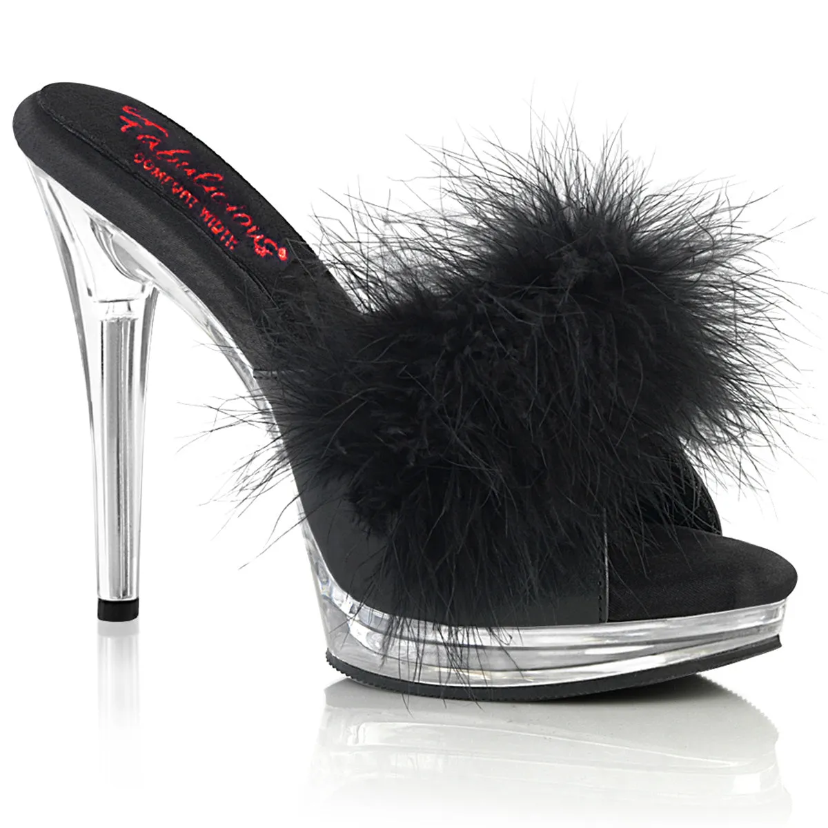 5 Inch Heel GLORY-501F-8 Black Fur Clear