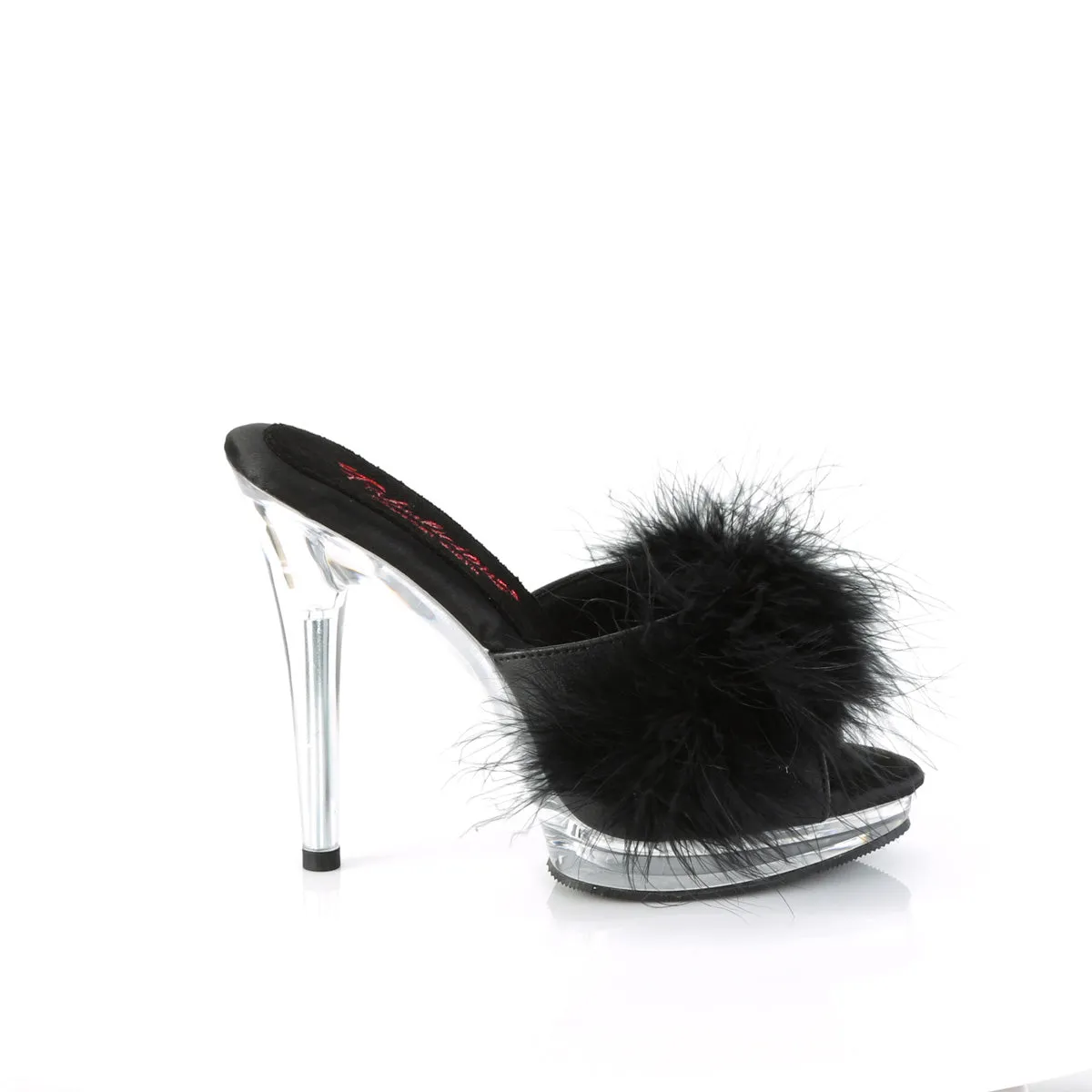 5 Inch Heel GLORY-501F-8 Black Fur Clear