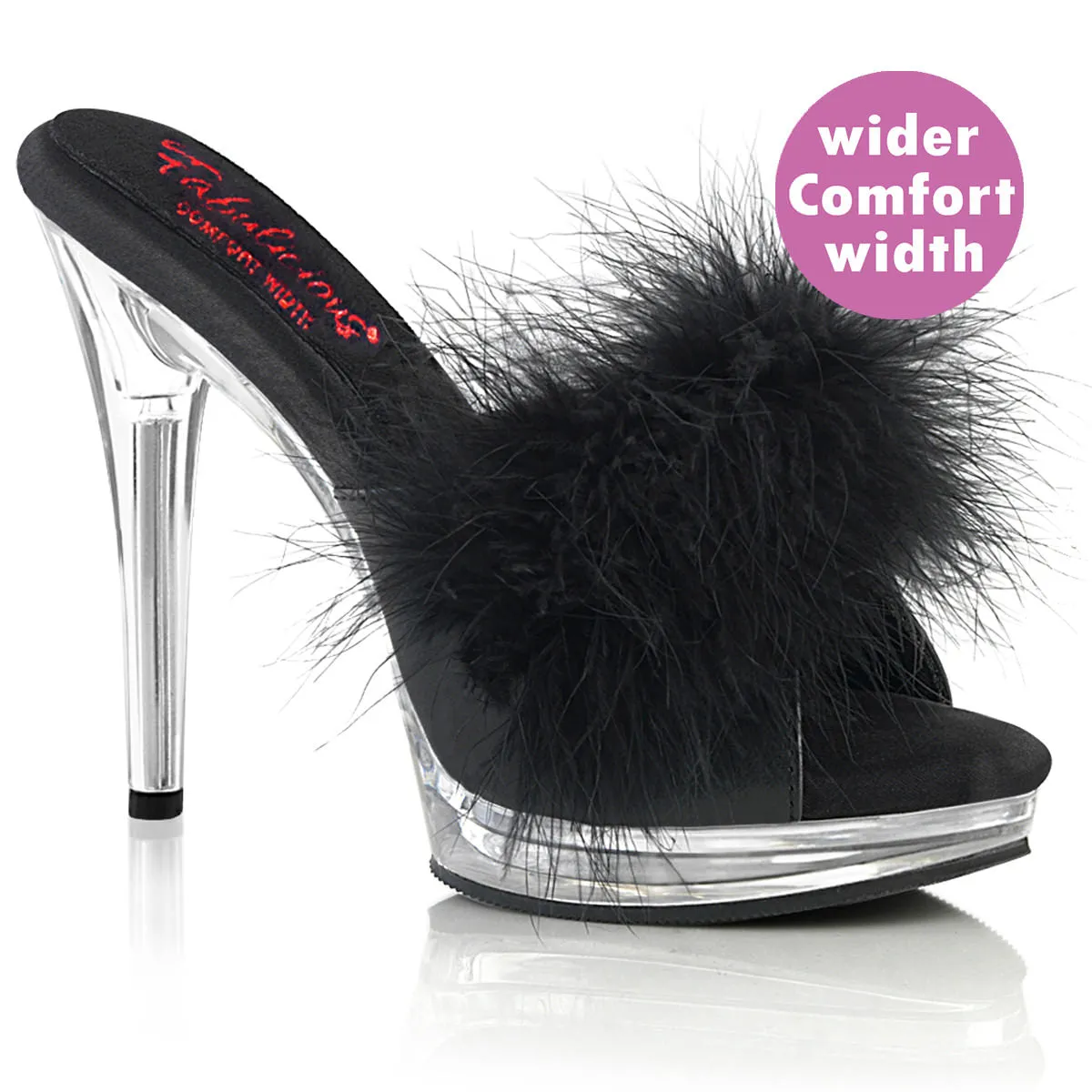 5 Inch Heel GLORY-501F-8 Black Fur Clear