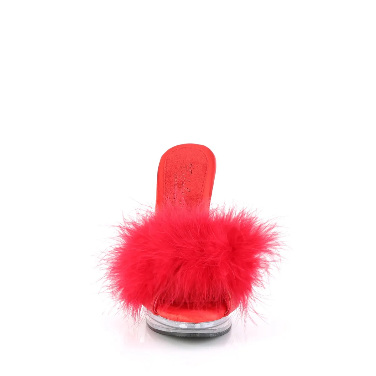 5 Inch Heel GLORY-501F-8 Red Fur Clear