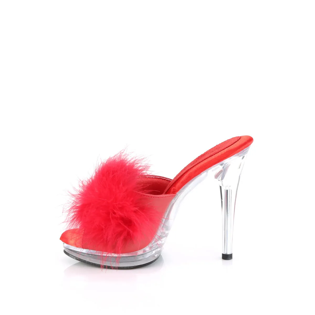 5 Inch Heel GLORY-501F-8 Red Fur Clear