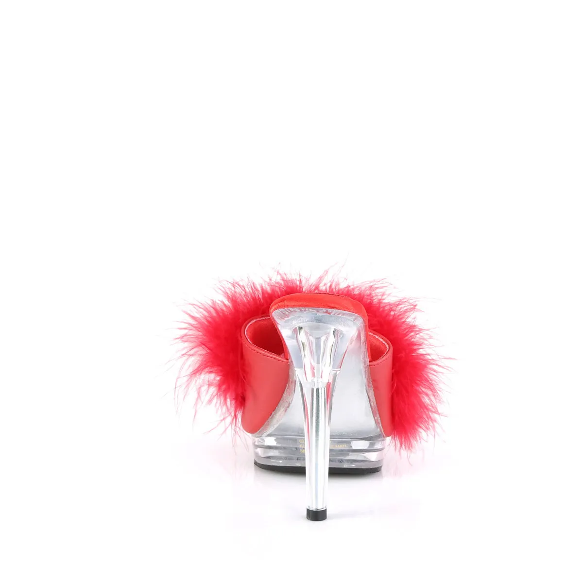 5 Inch Heel GLORY-501F-8 Red Fur Clear