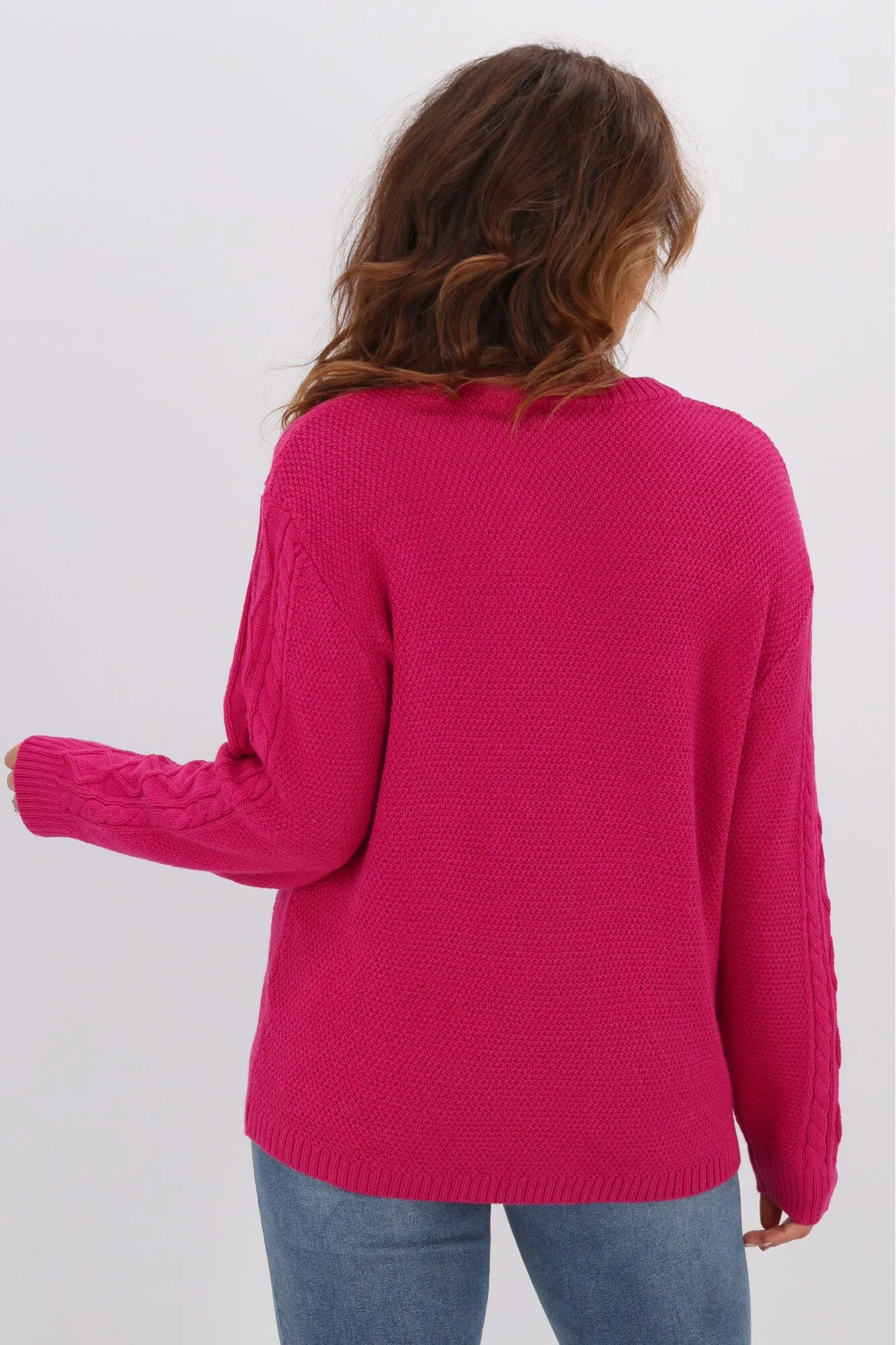 Alpine by Shine On Lucille Merino Cable Knit Jumper Pink