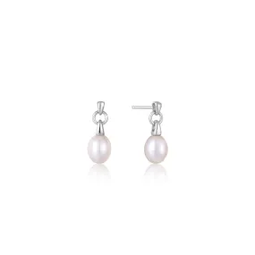 Ania Haie Silver Pearl Drop Stud Earrings