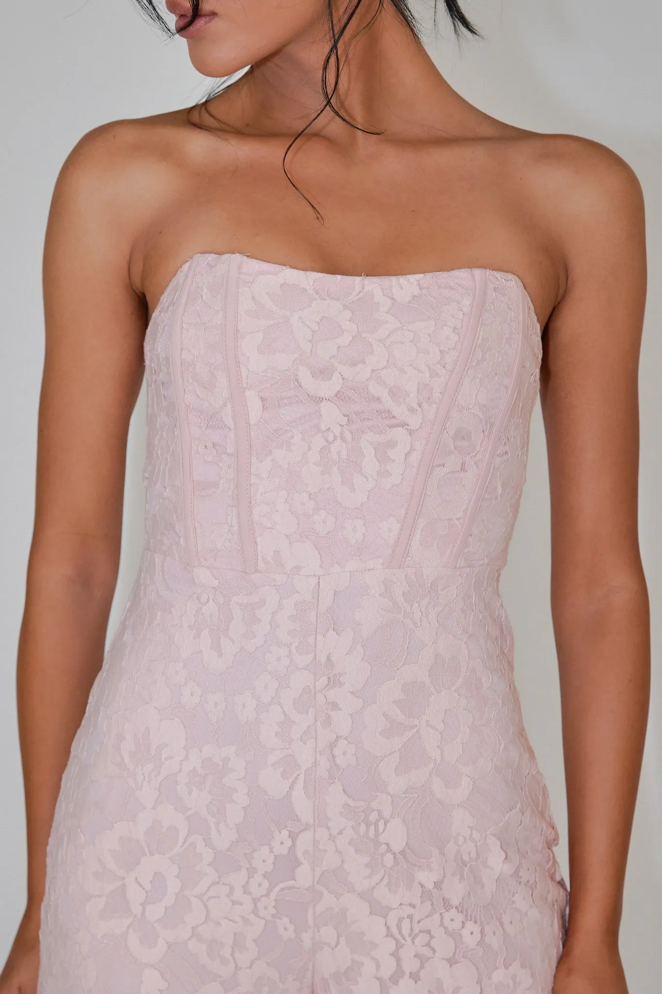 Ankita Strapless Lace Jumpsuit Pink Blush