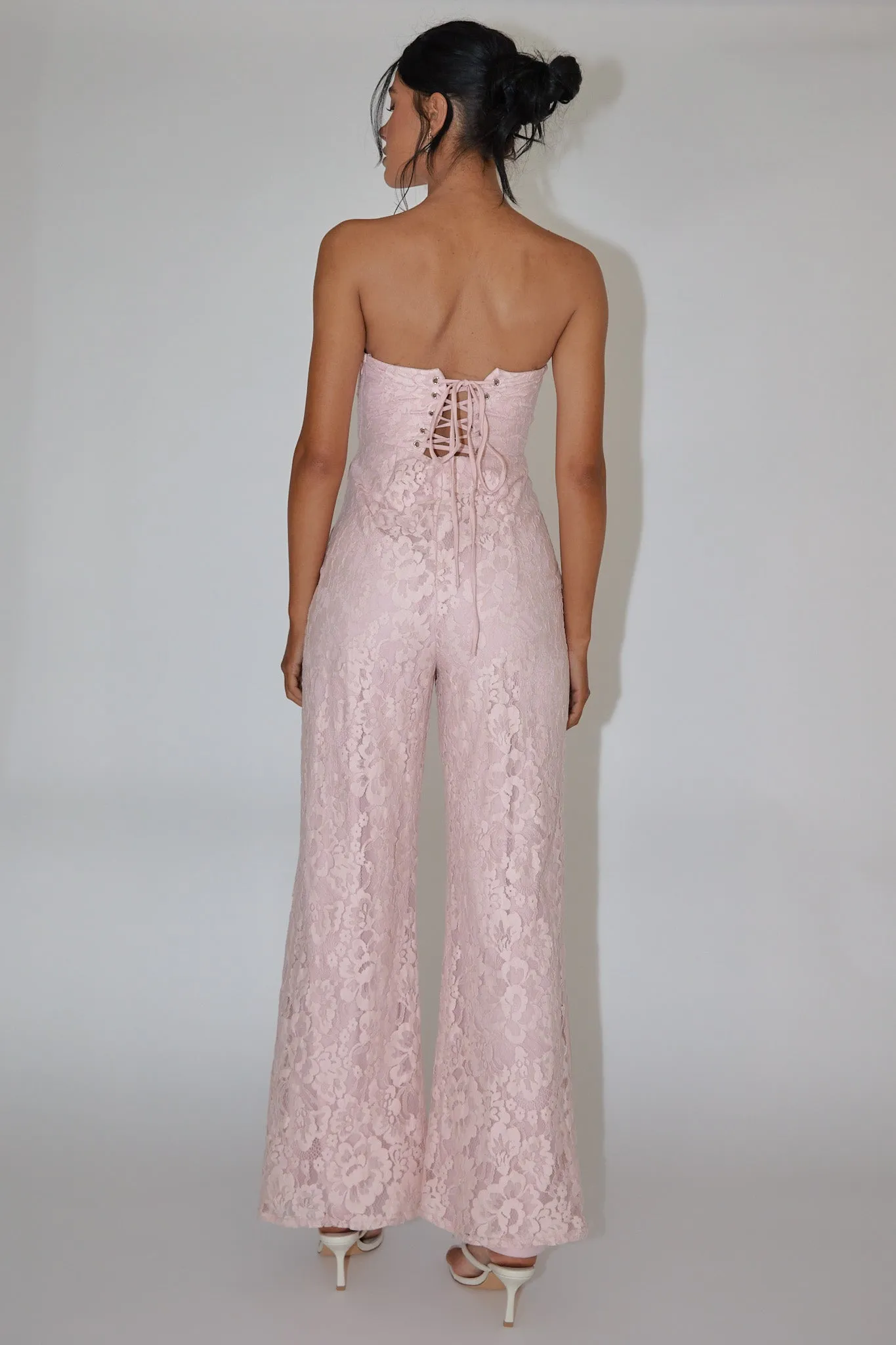 Ankita Strapless Lace Jumpsuit Pink Blush