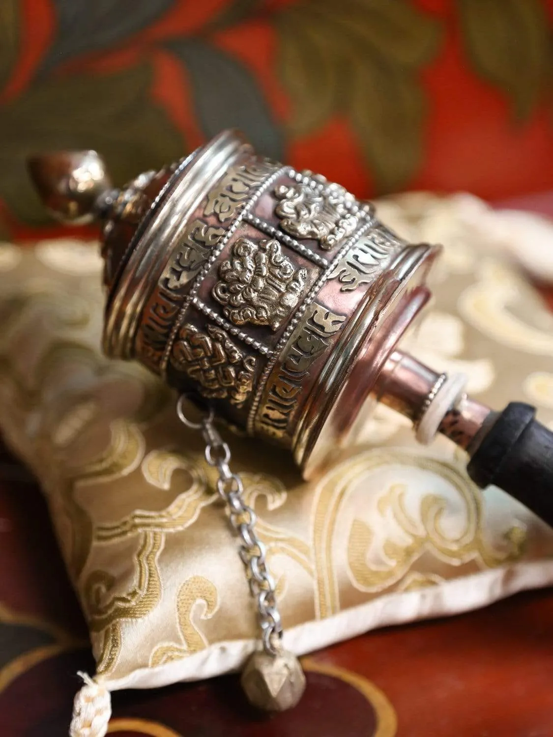 Auspicious Symbols Handheld Prayer Wheel