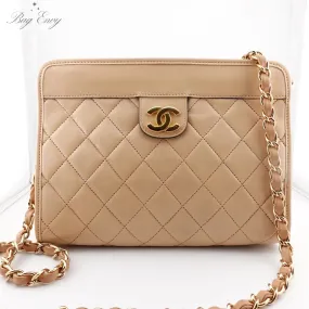 CHANEL Lambskin French Frame Clutch with Chain