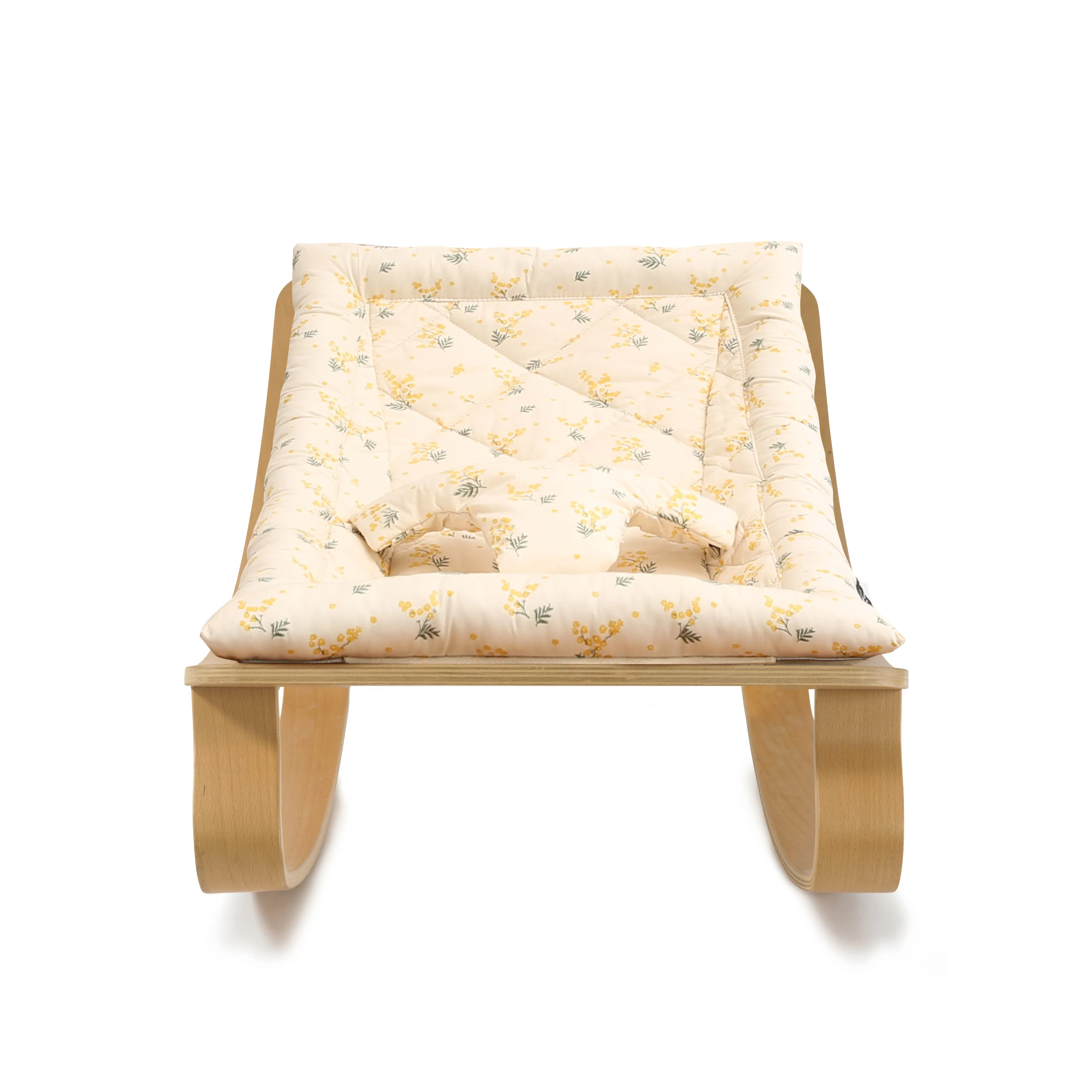 Charlie Crane LEVO Baby Rocker - Beech Frame with Mimosa Fabric