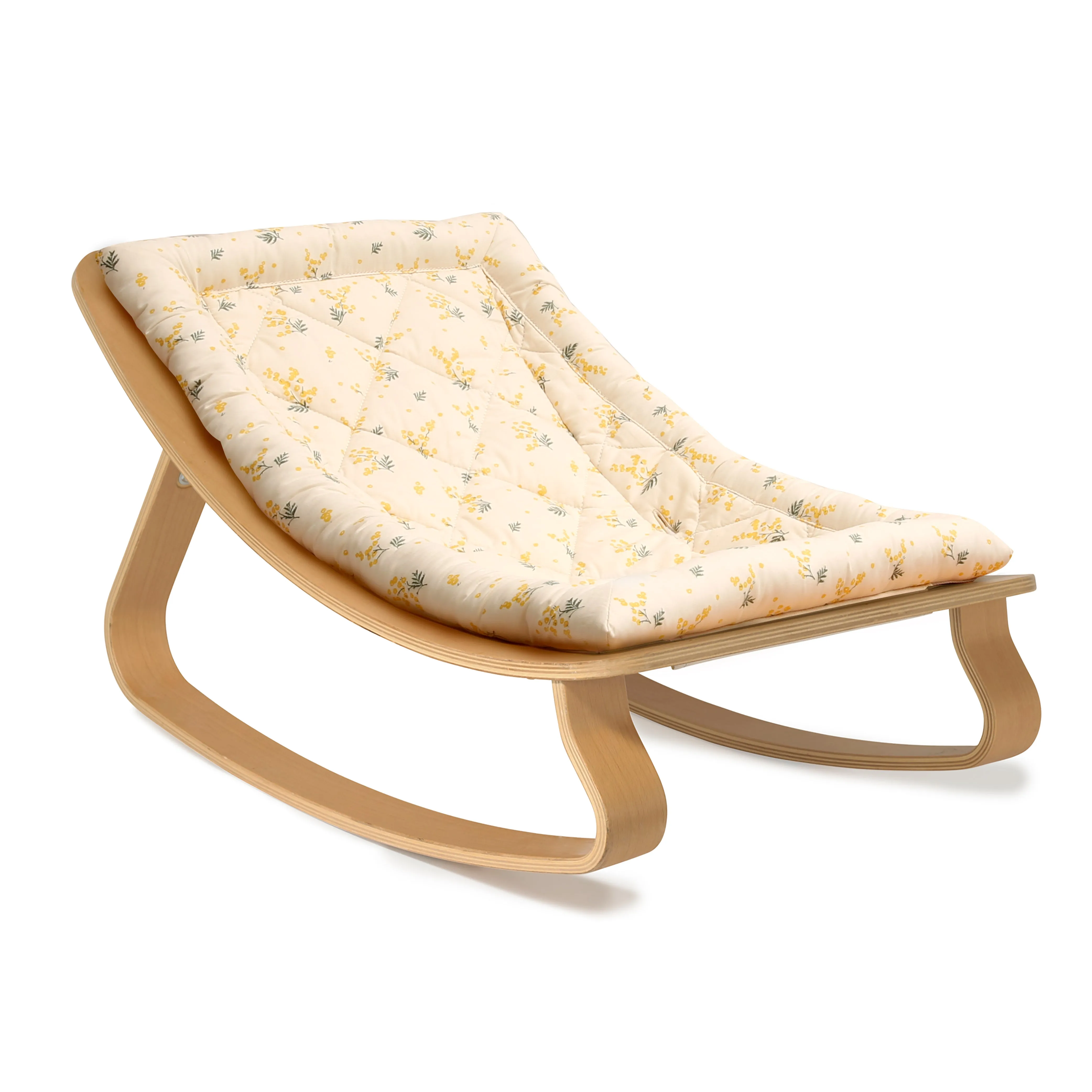 Charlie Crane LEVO Baby Rocker - Beech Frame with Mimosa Fabric