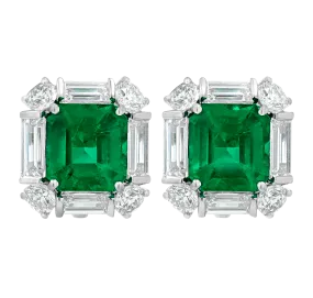 Colombian Emerald Earrings, 4.34 Carats