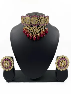 Designer Handcrafted Kundan Ruby Choker Necklace Set For Women By Gehna Shop