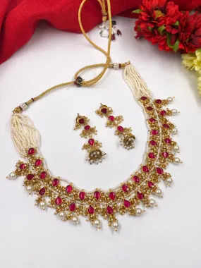 Designer Handmade Delicate Jadau Necklace Set For Weddings By Gehna Shop