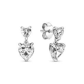 Double Heart Sparkling Stud Earrings