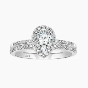 Drop-shaped Cubic Zirconia Ring Set