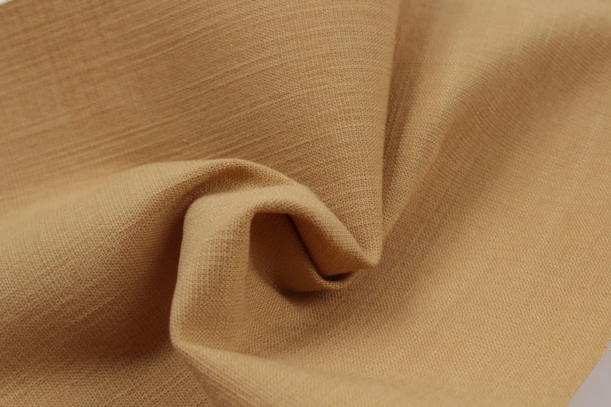 Ecovero Viscose and Cotton Slubbed Fabric - Camel Brown