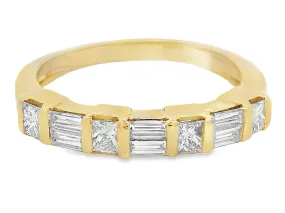 Estate 14K Yellow Gold Baguette & Round Band