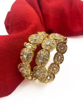 Gold Plated Openable Uncut Polki Kundan Bangles For Weddings By Gehna Shop