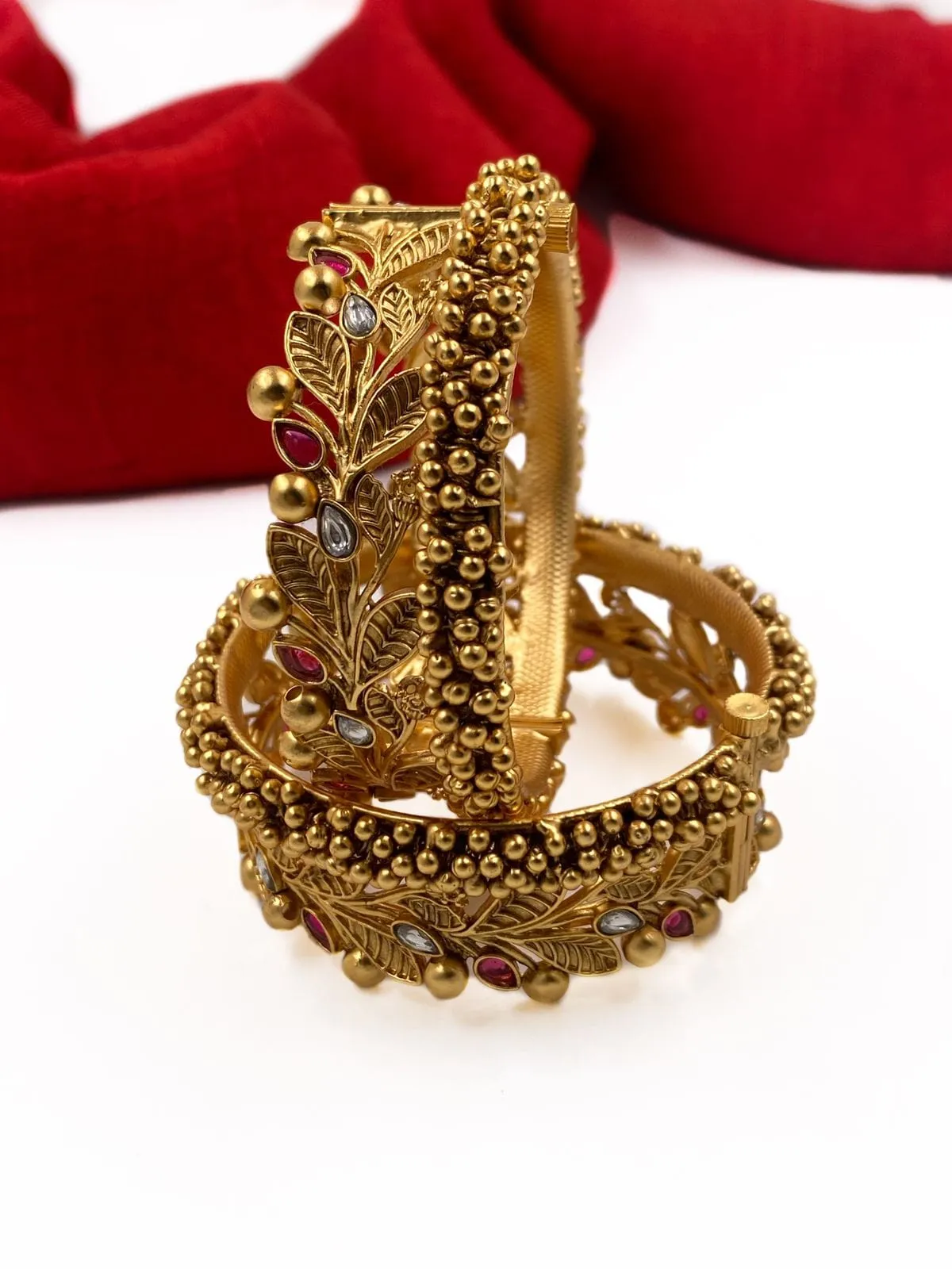 Gold Plated Traditional Antique Golden Bangle Set For Women