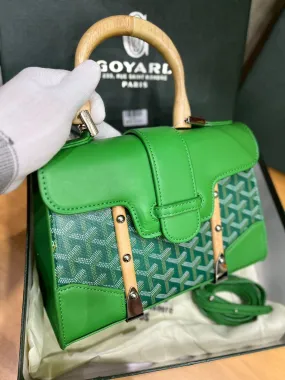 Goyard Coated Leather MM Saigon Top Handle Women Bag (Green)