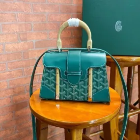 Goyard Coated Leather MM Saigon Top Handle Women Bag (Sea-Green)