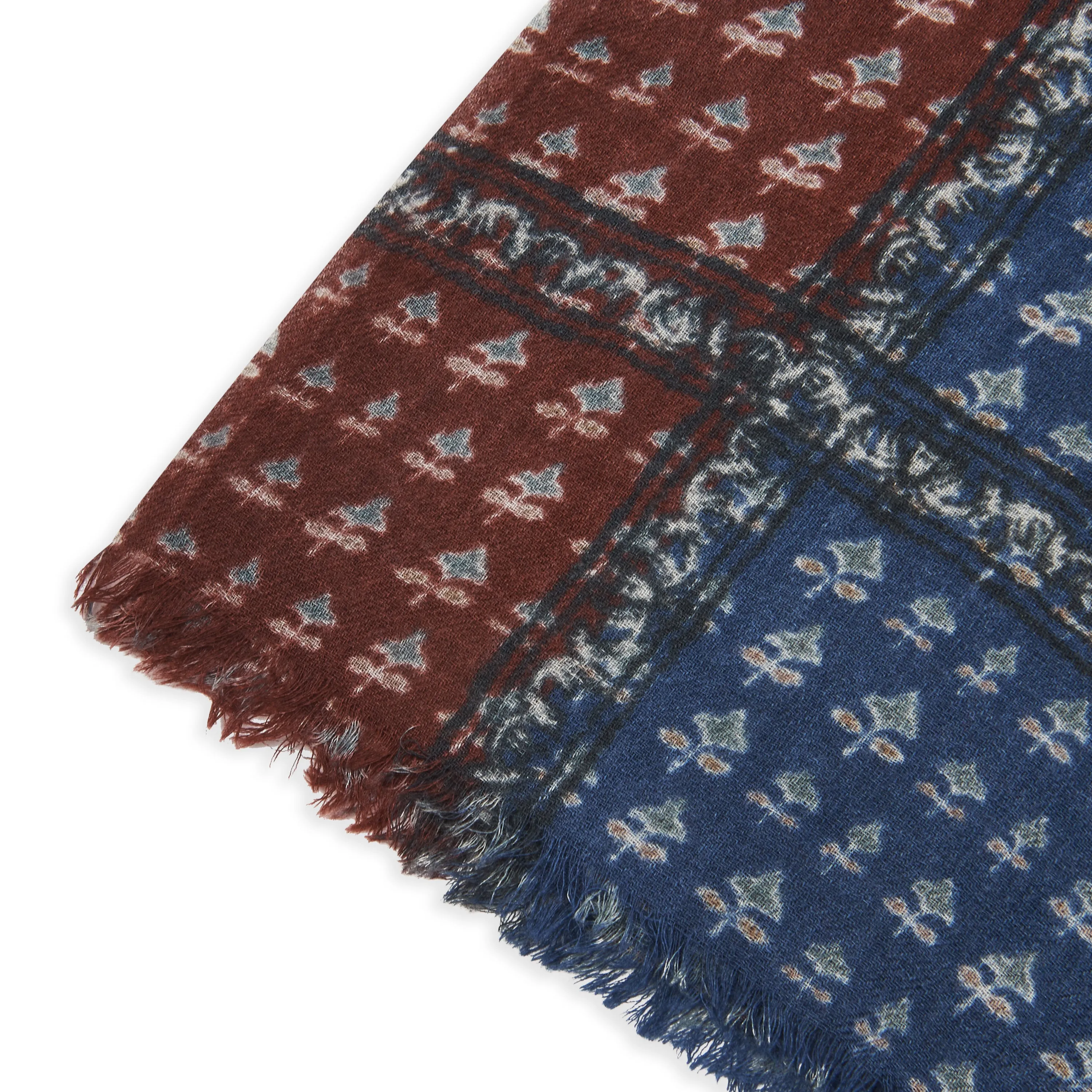 Hartford Woven Scarf - Navy & Wine