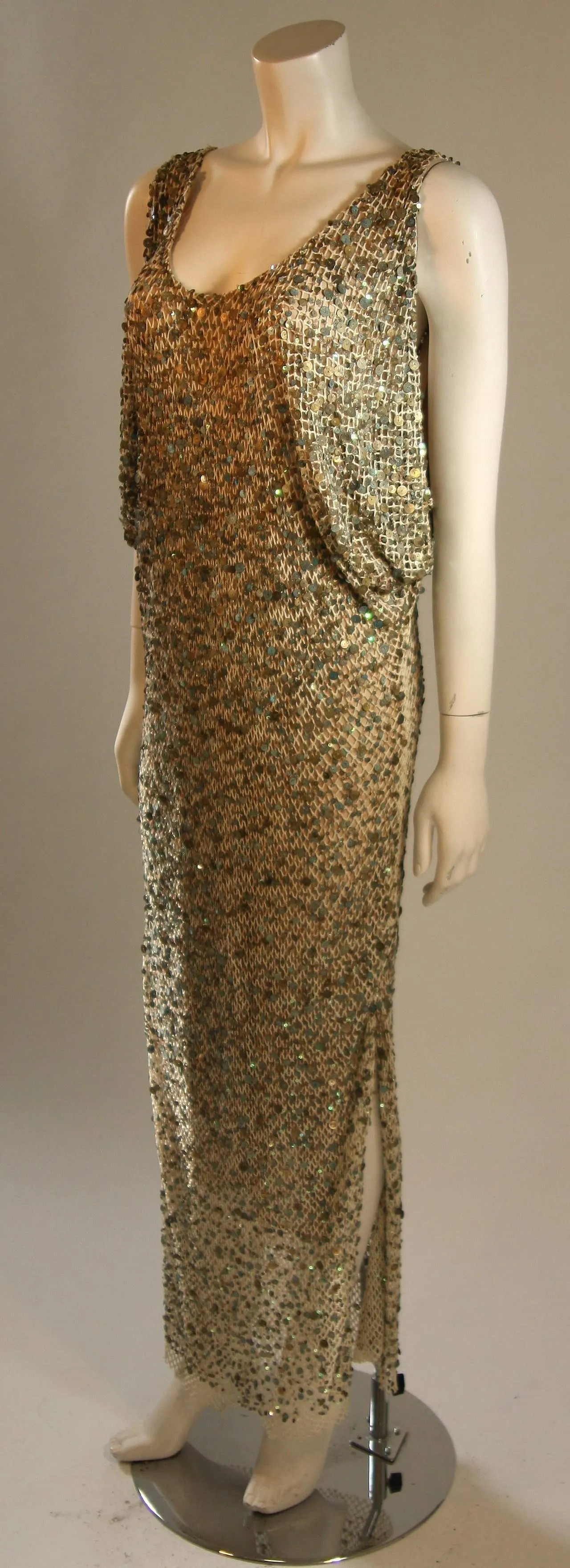 HEIKE JARICK Weathered Paillettes Bronze Dress Size 12