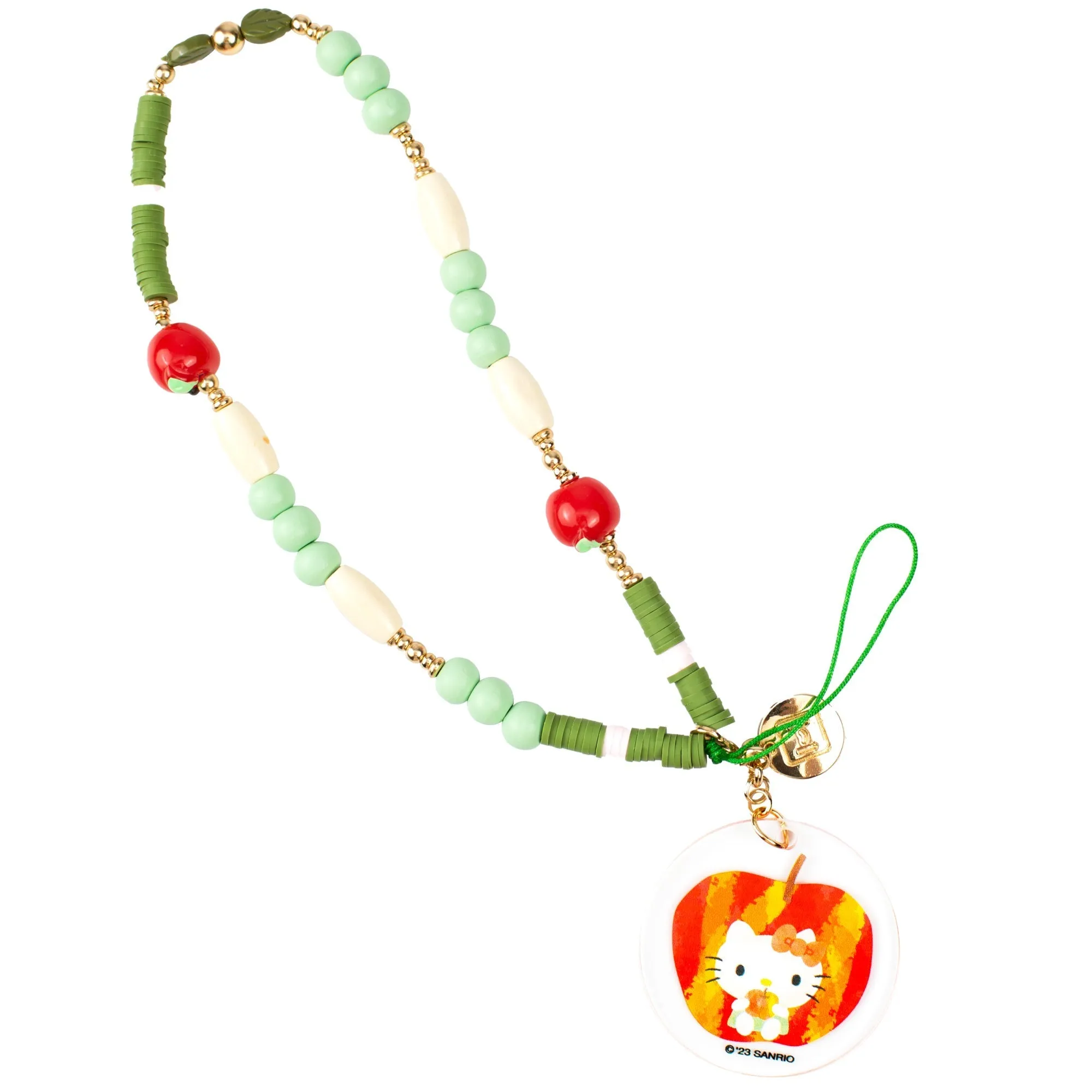 Hello Kitty Apple Beaded Charm Mobile Phone Wrist Strap