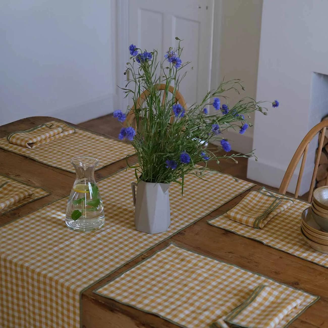 Honey Gingham Linen Placemats Set of 4