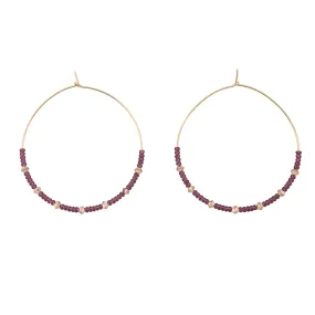 Large Crystal Hoops - SHINY AUBERGINE