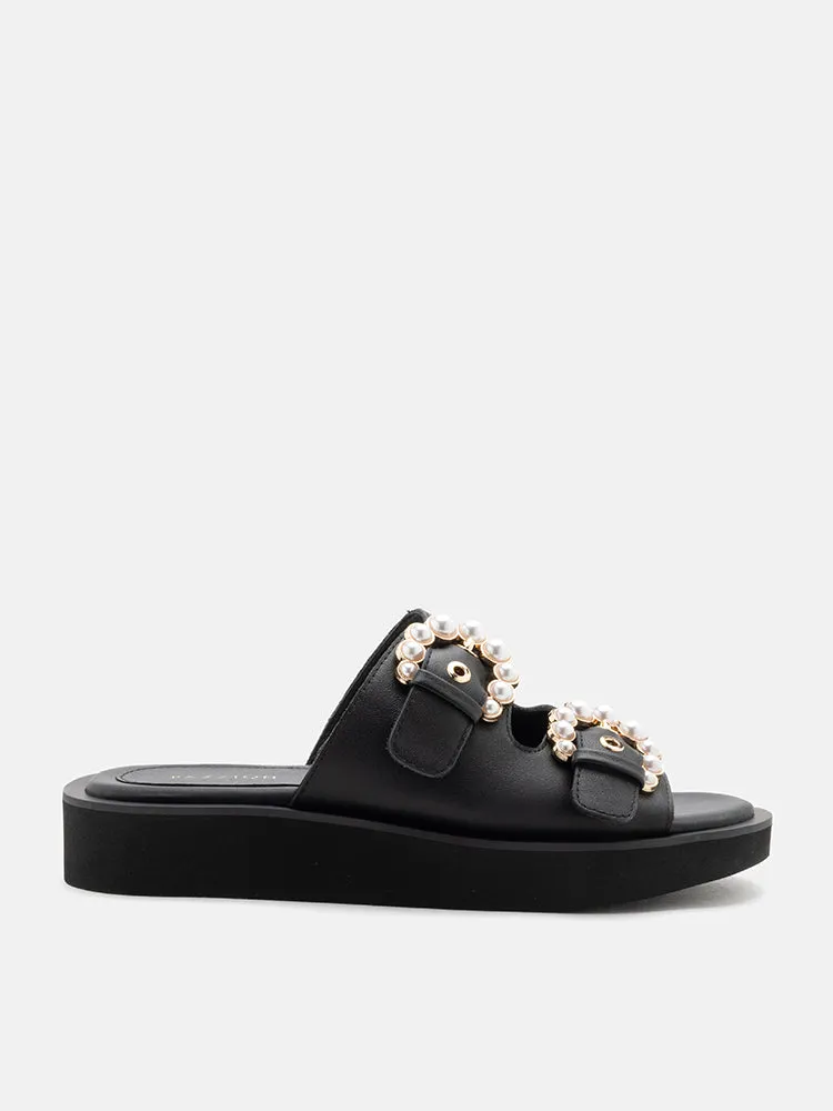 Maisie Double Pearl Buckle Slides