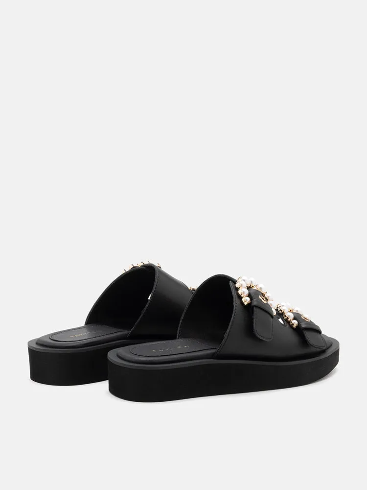 Maisie Double Pearl Buckle Slides