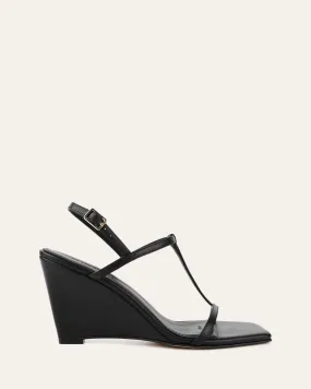 OPHELIA MID HEEL WEDGES BLACK LEATHER