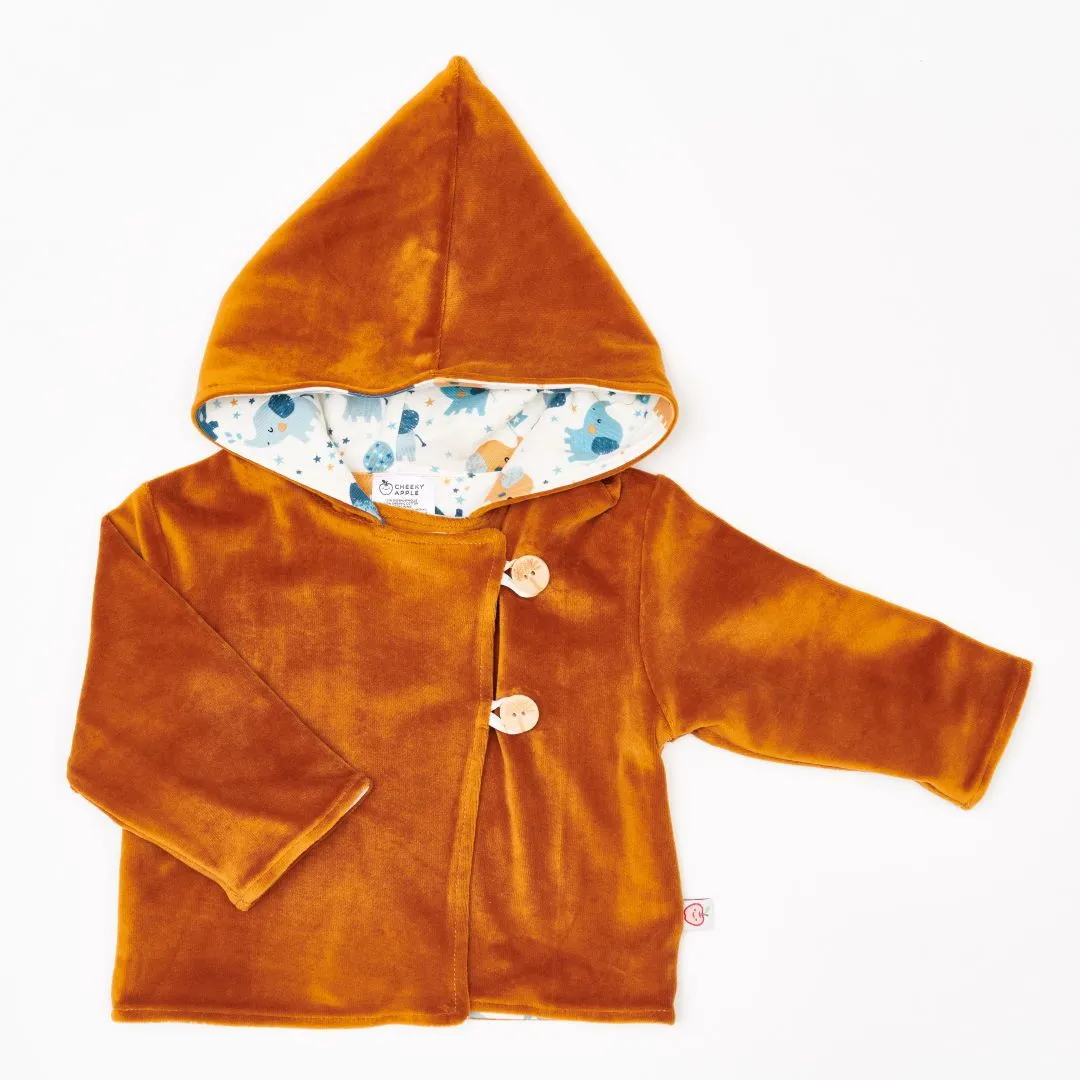 Organic reversible jacket "Nicki Caramel | Baby Elephant" - 98% organic cotton, 2% elastane