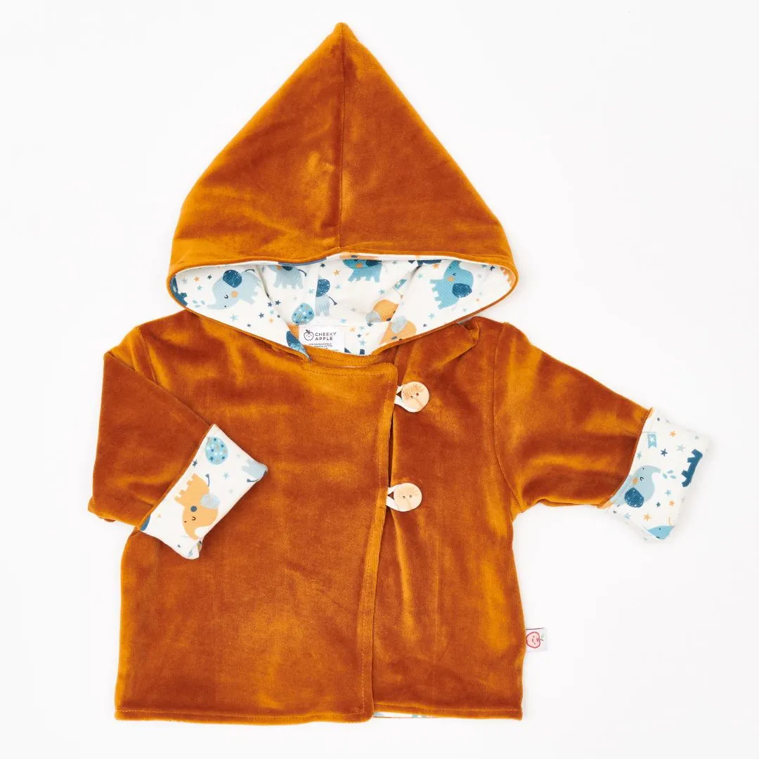 Organic reversible jacket "Nicki Caramel | Baby Elephant" - 98% organic cotton, 2% elastane