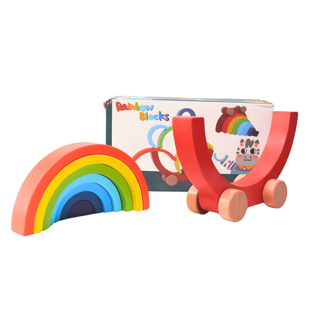 Rainbow Blocks with wheels for Kids Age 3 