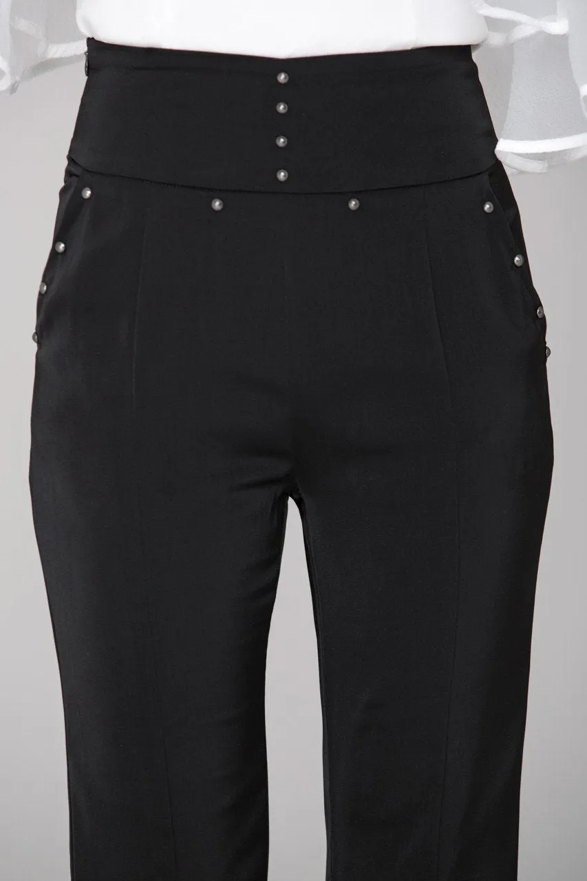 Rania Fawaz - Black Flare Tasseled Hem Trousers