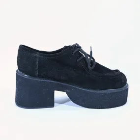 SOLD 90s Black Suede Oxfords Creepers, Monster Platforms Y2K by Classified SZ 8