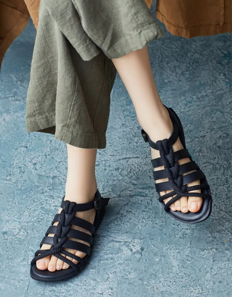 Summer Open Toe Rope Strappy Flat Sandals