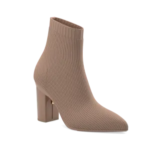 The Bootie - Latte Knit   Block Heel Kit 4 Latte