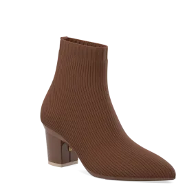 The Bootie Walnut Knit   Block Heel Kit 3 Walnut