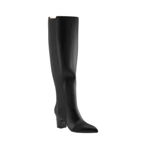 The Knee High Boot Coal Leather   Block Heel Kit 3 Coal