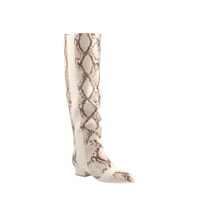 The Knee High Boot - Ivory Snakeskin