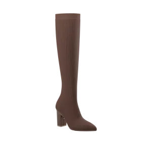 The Knee High Boot Walnut Knit   Block Heel Kit 4 Walnut