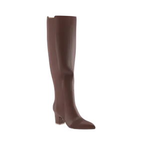 The Knee High Boot Walnut Leather   Block Heel Kit 3 Walnut