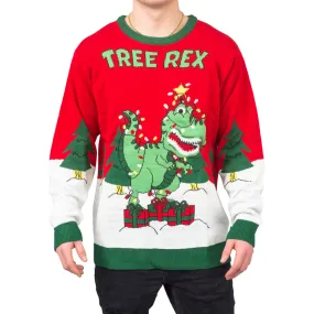 Tree Rex Light Up T-Rex Ugly Christmas Sweater