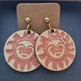 Wood Moon - Sun Earrings